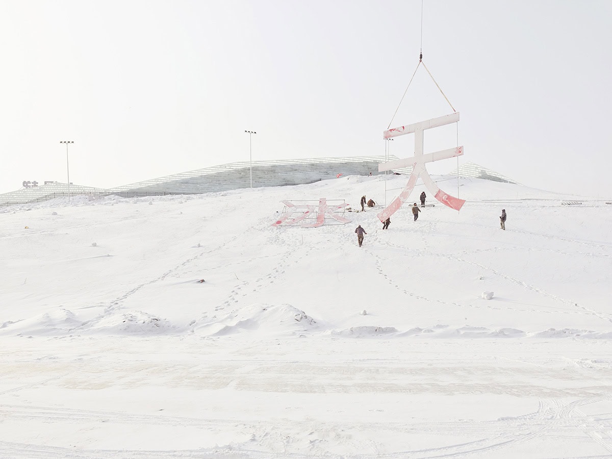 Zhang Kechun, 'People Installing Signs, Harbin, 2024'